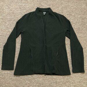 Eileen Fisher Jacket Blazer Women's Small Black Textured‎ Ribbed Made in USA